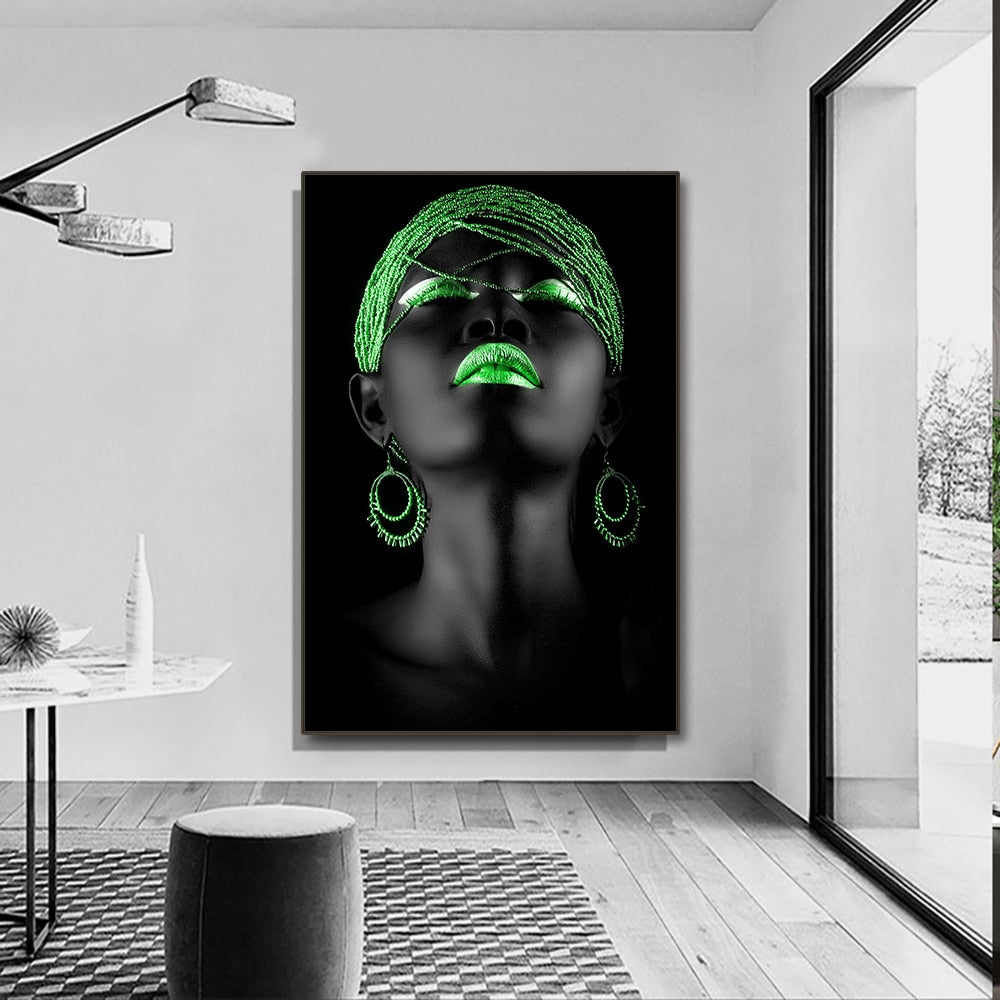 African Woman Wall Art Canvas. Living Room Abstract Photo Art Canvas. Black Beauty Designer Art. Modern Home Decor Art. WickedYo.